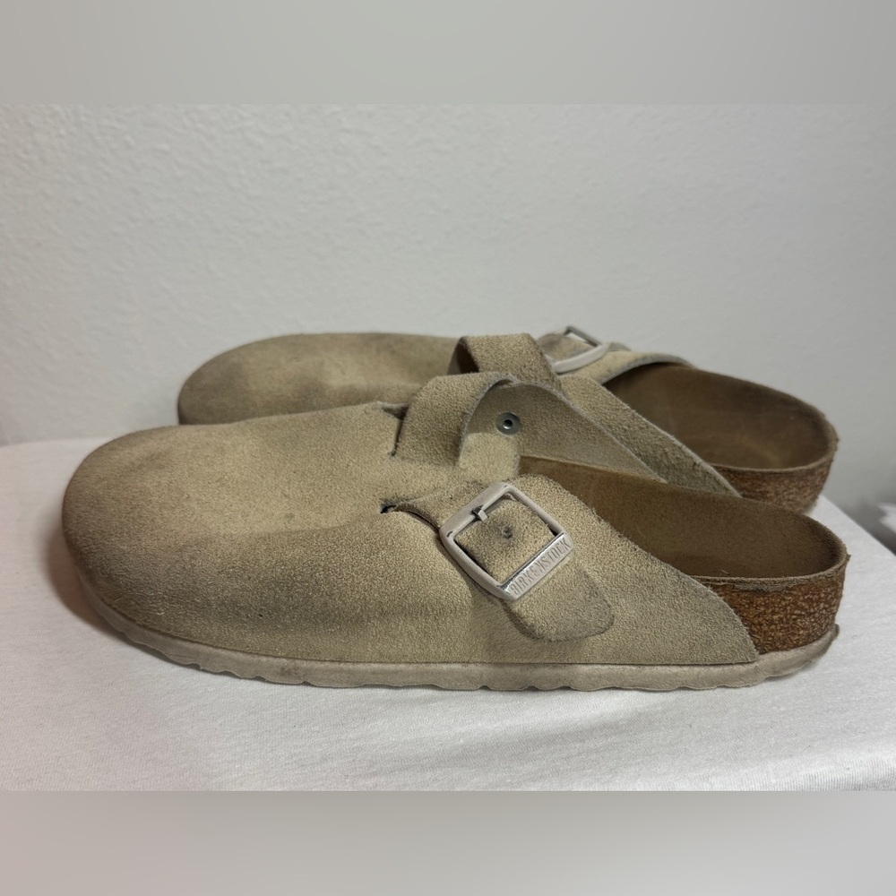 Birkenstock Boston Cream Soft Suede Leather Buckle Clogs Size 37 US Women’s 6.5 - Picture 4 of 14